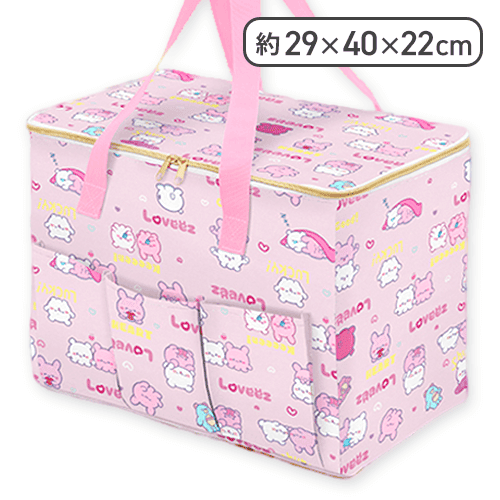 【ピンク】らぶいーず 3ポケット付き保冷バッグ