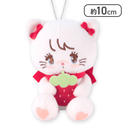 20cm 超可愛い着せ替えぬいぐるみいちごムースちゃん ムース】mikko illustration いちごマスコットぬいぐるみ | オンライン
