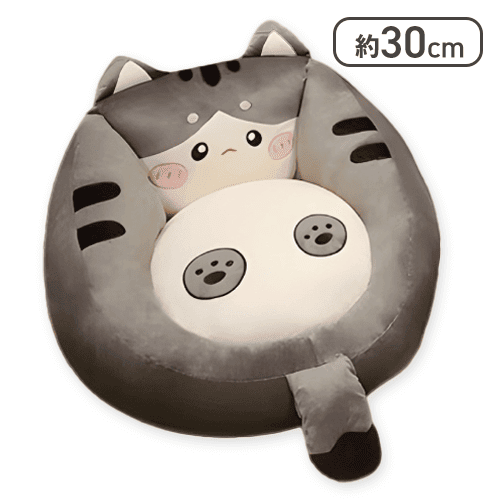 【グレー】もちもちにゃんこのチェアクッション