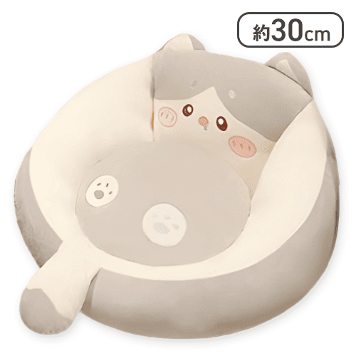 【ライトグレー】もちもちにゃんこのチェアクッション