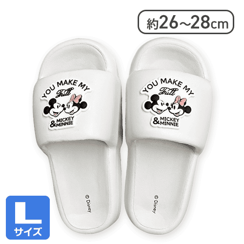 【ホワイト(L)】ディズニー 厚底シャワーサンダル