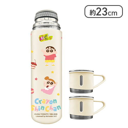 クリーム】クレヨンしんちゃん ステンレスボトル＋2Pカップ2