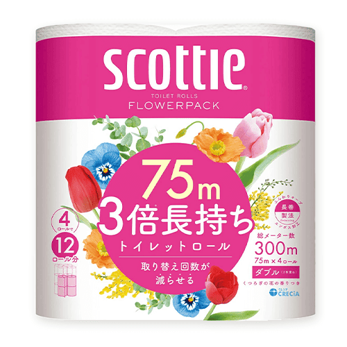 スコッティ フラワーパック 3倍長持ち 4ロール(ダブル)