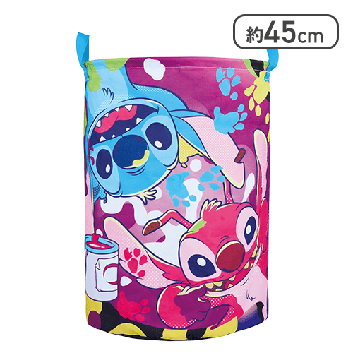 【カラフル】ディズニー スティッチ Splash Color！ 大きなラウンド収納バスケット