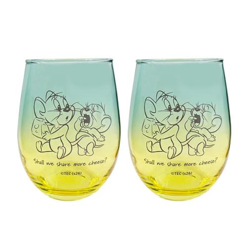 【グリーン＆イエロー】トム＆ジェリー　グラデーションペアグラス2