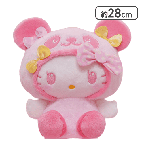 【ピンク】パンダ ハローキティ リボンがいっぱいBIGぬいぐるみ