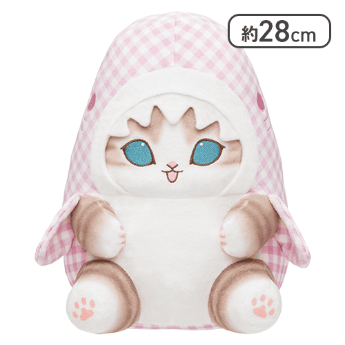 【ピンク】mofusand ギンガムチェックサメにゃんBIGぬいぐるみ