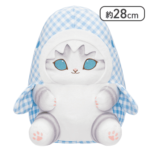 【ブルー】mofusand ギンガムチェックサメにゃんBIGぬいぐるみ