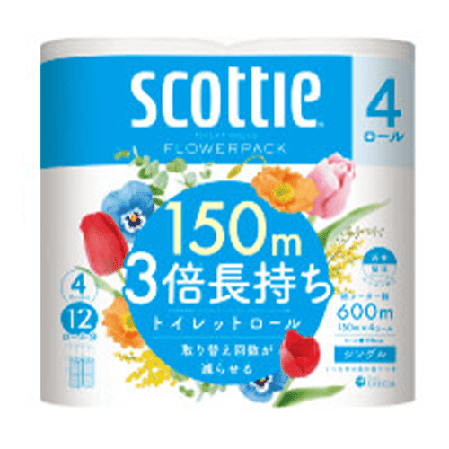 スコッティ フラワーパック ３倍長持ち ４ロール(シングル)