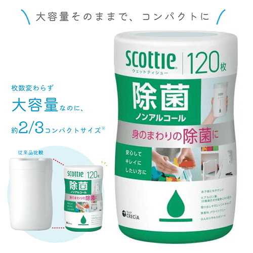 スコッティ ウェットティシュー 除菌 ノンアルコール 120枚