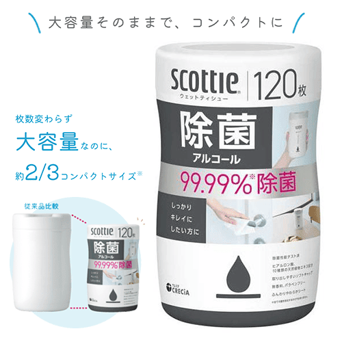 スコッティ ウェットティシュー 除菌 アルコール 120枚