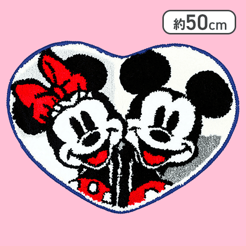 【ハート】ミッキーマウス＆ミニーマウス なかよし ダイカットタフトマット