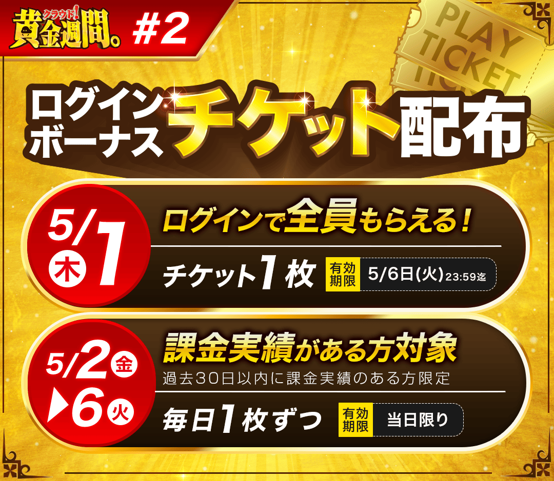 ログインボーナス🎫配布
