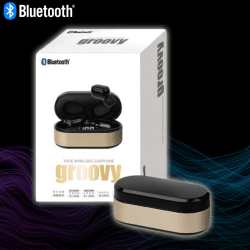 【ゴールド】アルミケース入り TWSイヤホン groovy