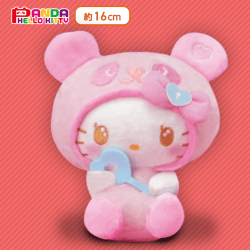 【ピンク】パンダハローキティ ハートの鍵ぬいぐるみ