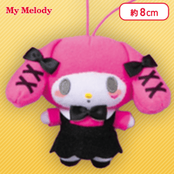 【マイメロディ(ビビッド)】マイメロディ・クロミ 黒リボンファッションマスコット