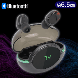 【ブラック】液晶搭載充電ケース付き TWSケースイヤフォン