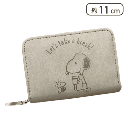 【グレージュ】スヌーピー コンパクトファスナーウォレット2