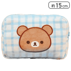 【チャイロイコグマ】リラックマ ギンガムチェックアップリケポーチ