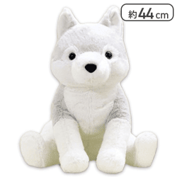 【ライトグレー】くったりオオカミBIG