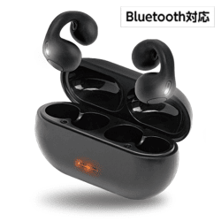 【ブラック】イヤーカフスタイルTWSイヤフォン