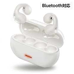 【ホワイト】イヤーカフスタイルTWSイヤフォン