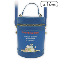 【ネイビー】すみっコぐらし レザー風ドラムポシェット