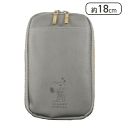 【グレー】スヌーピー ウォレットショルダーポーチ