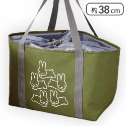 【カーキ】ブルーナアニマル アルミシート付きショッピングバッグ うさぎver.