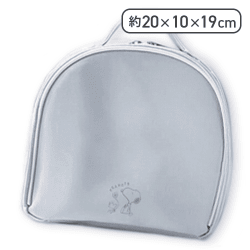 【ライトグレー】スヌーピー ハーフラウンドバニティポーチ