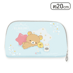 【ブルー】リラックマ パジャマパーティー クリアマルチポーチ