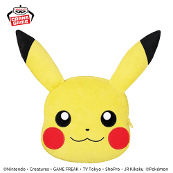 【ピカチュウ】ポケットモンスター 大きい顔型ぬいぐるみポーチ-ピカチュウ・パモ・パピモッチ-