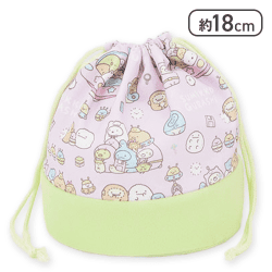 【パープル&グリーン】すみっコぐらし ふしぎなおともだち 巾着ポーチ