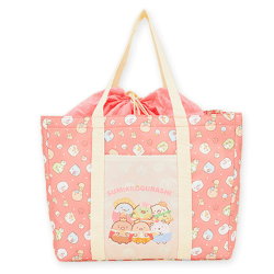 【レッド】すみっコぐらし ようこそ!たべもの王国 巾着保冷バッグ