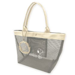 【グレー】スヌーピー メッシュバッグ&ミニポーチ