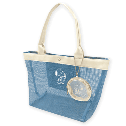 【ブルー】スヌーピー メッシュバッグ&ミニポーチ