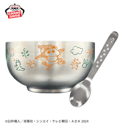 【オレンジ&グリーン】映画クレヨンしんちゃん オラたちの恐竜日記 ステンレスボウル&スプーン