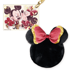 【ミニー(ブラック)】ミッキー&ミニー セレブリティフォト ストラップ付きファーポーチ