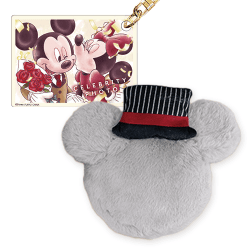 【ミッキー(ライトグレー)】ミッキー&ミニー セレブリティフォト ストラップ付きファーポーチ