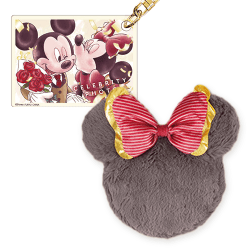 【ミニー(グレー)】ミッキー&ミニー セレブリティフォト ストラップ付きファーポーチ