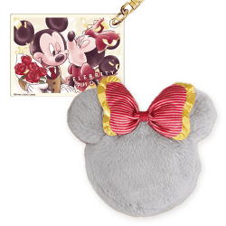 【ミニー(ライトグレー)】ミッキー&ミニー セレブリティフォト ストラップ付きファーポーチ