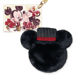 【ミッキー(ブラック)】ミッキー&ミニー セレブリティフォト ストラップ付きファーポーチ