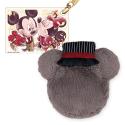 【ミッキー(グレー)】ミッキー&ミニー セレブリティフォト ストラップ付きファーポーチ