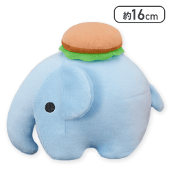 【ブルー】ドムドムハンバーガー ハンバーガーとポテトが乗ったどむぞうくんぬいぐるみ