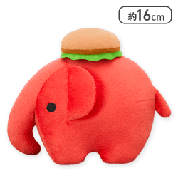 【レッド(ハンバーガー)】ドムドムハンバーガー ハンバーガーとポテトが乗ったどむぞうくんぬいぐるみ
