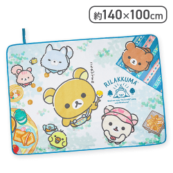 【グリーン】リラックマ こもれびキャンプ フリースピクニックシート