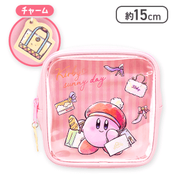【ピンク】カービィ・サニーデイチャーム付き前面クリアポーチ