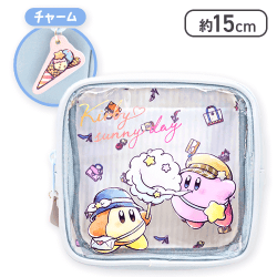 【ブルー】カービィ・サニーデイチャーム付き前面クリアポーチ