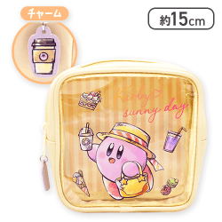 【イエロー】カービィ・サニーデイチャーム付き前面クリアポーチ