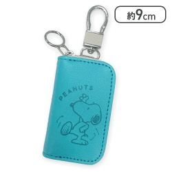 【ターコイズブルー×グレージュ】スヌーピー カラビナ付ミニケース12